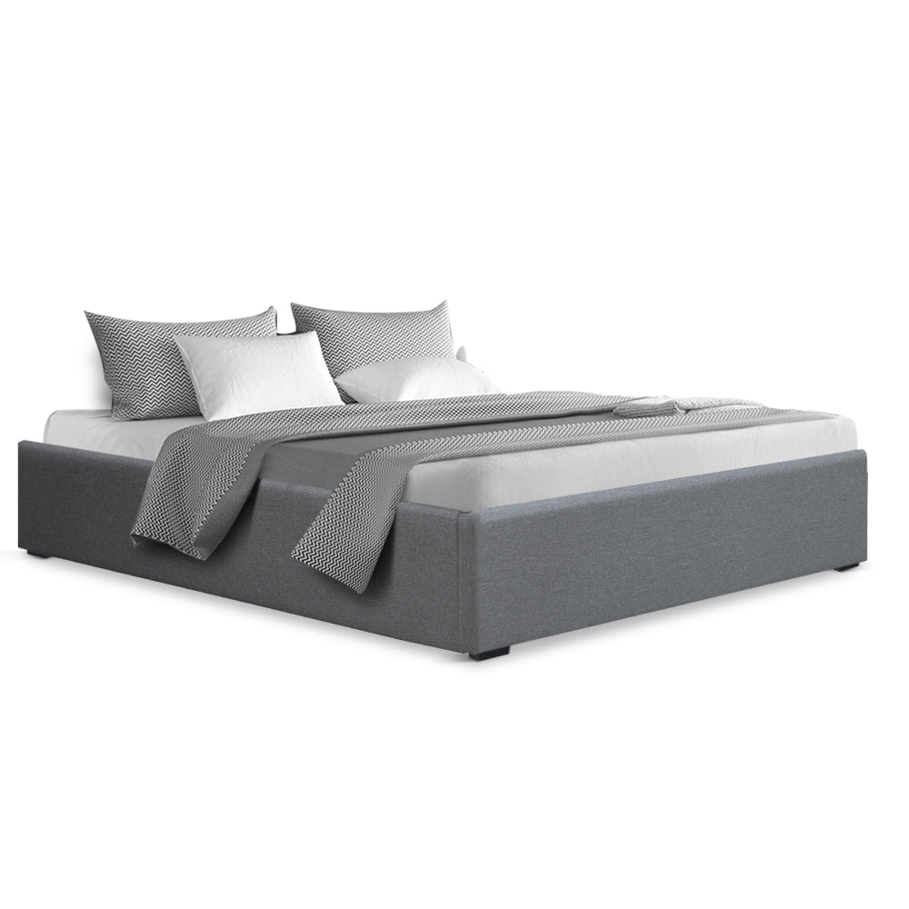 Artiss Bed Frame Double Size Gas Lift Base Grey TOKI 8