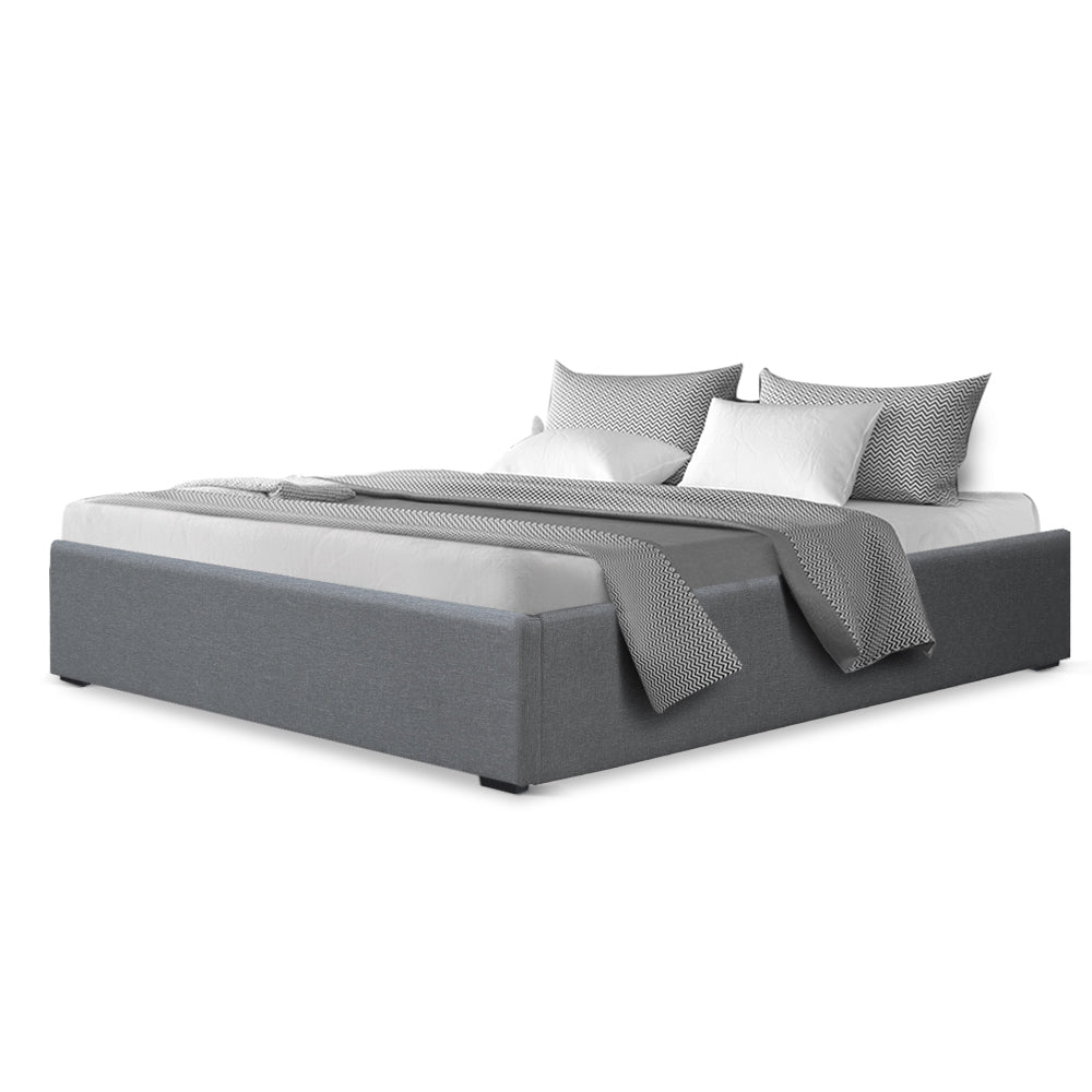 Artiss Bed Frame Double Size Gas Lift Base Grey TOKI 3
