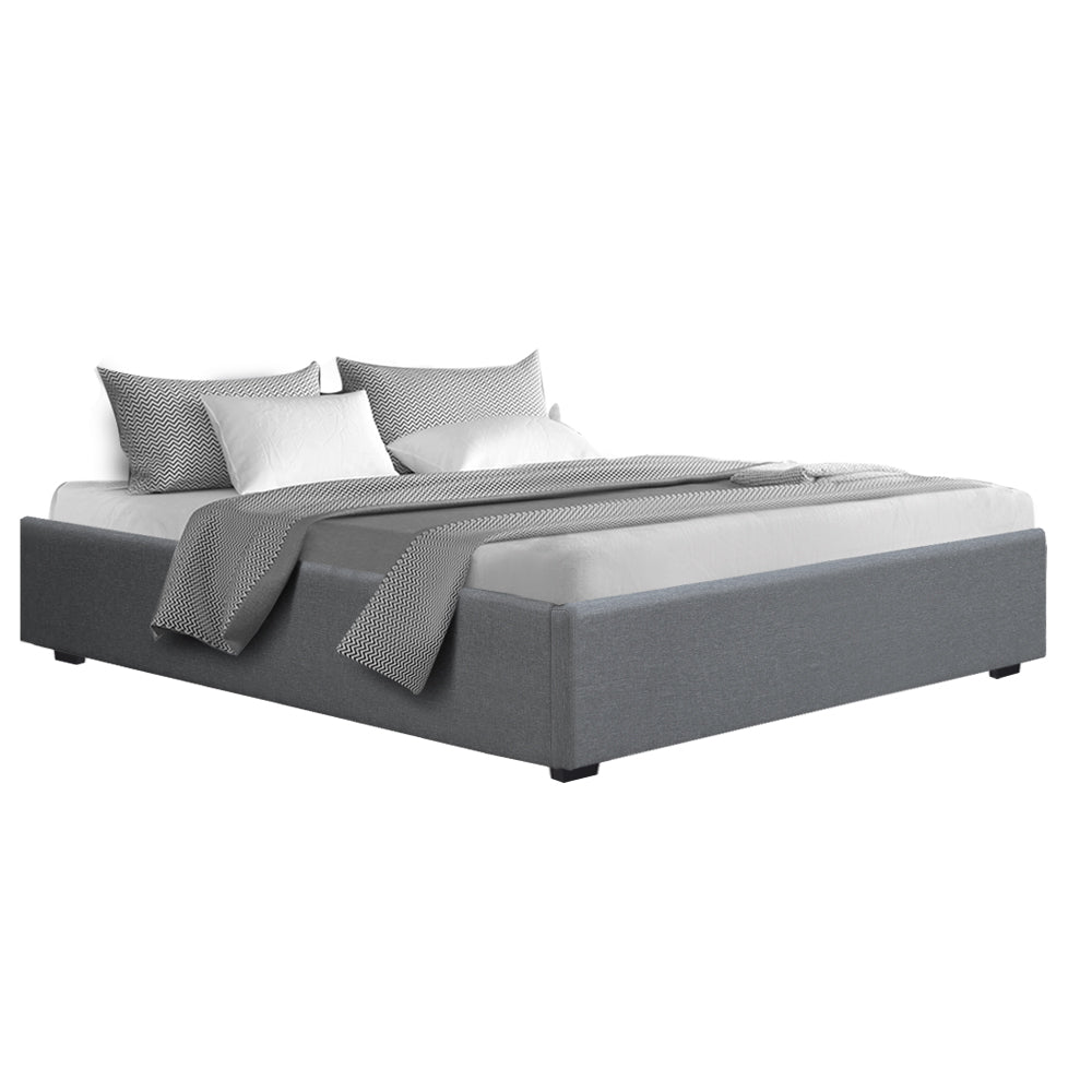 Artiss Bed Frame King Size Gas Lift Base Grey TOKI 8