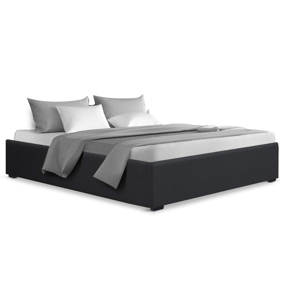 Artiss Bed Frame Queen Size Gas Lift Base Charcoal TOKI 8
