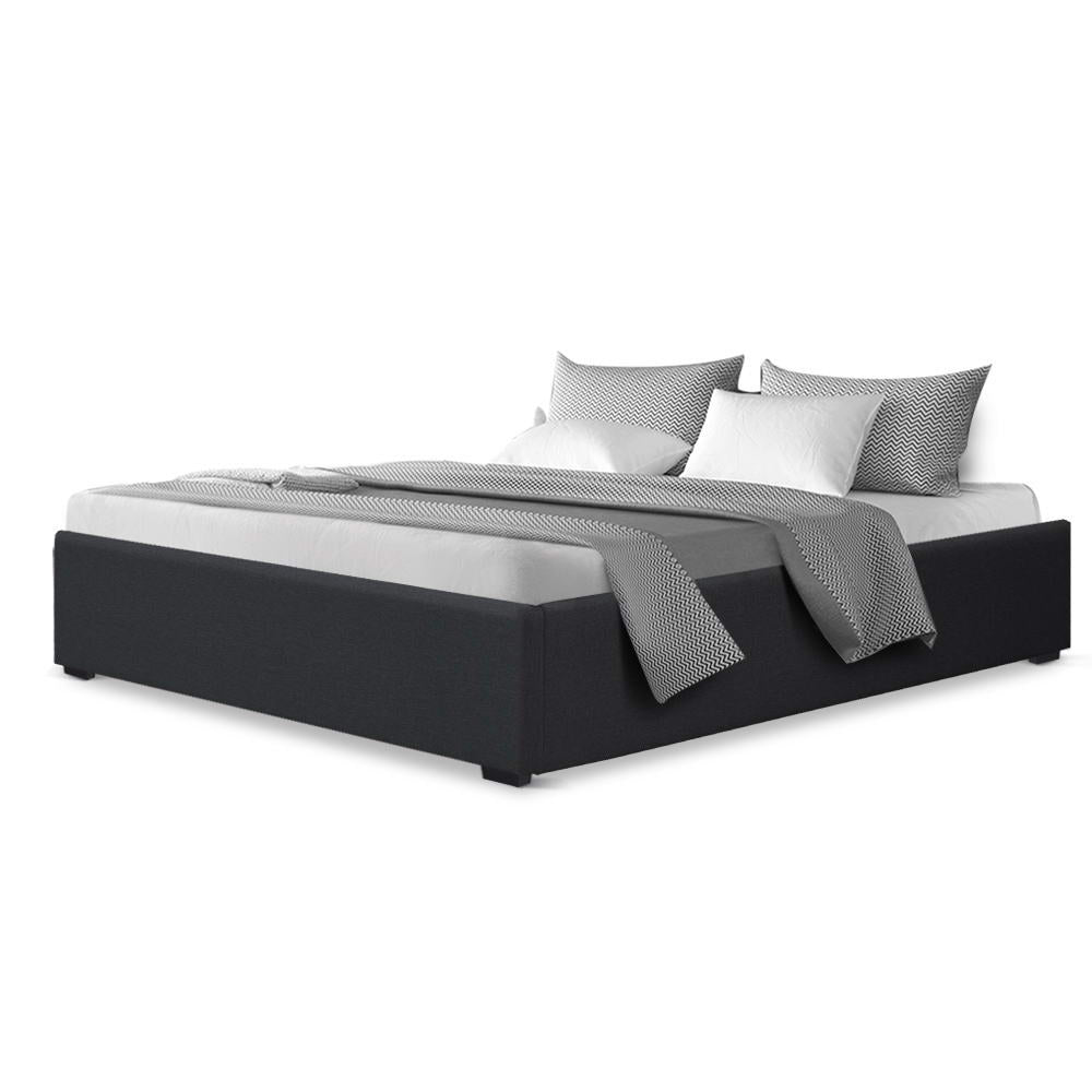 Artiss Bed Frame Queen Size Gas Lift Base Charcoal TOKI 3