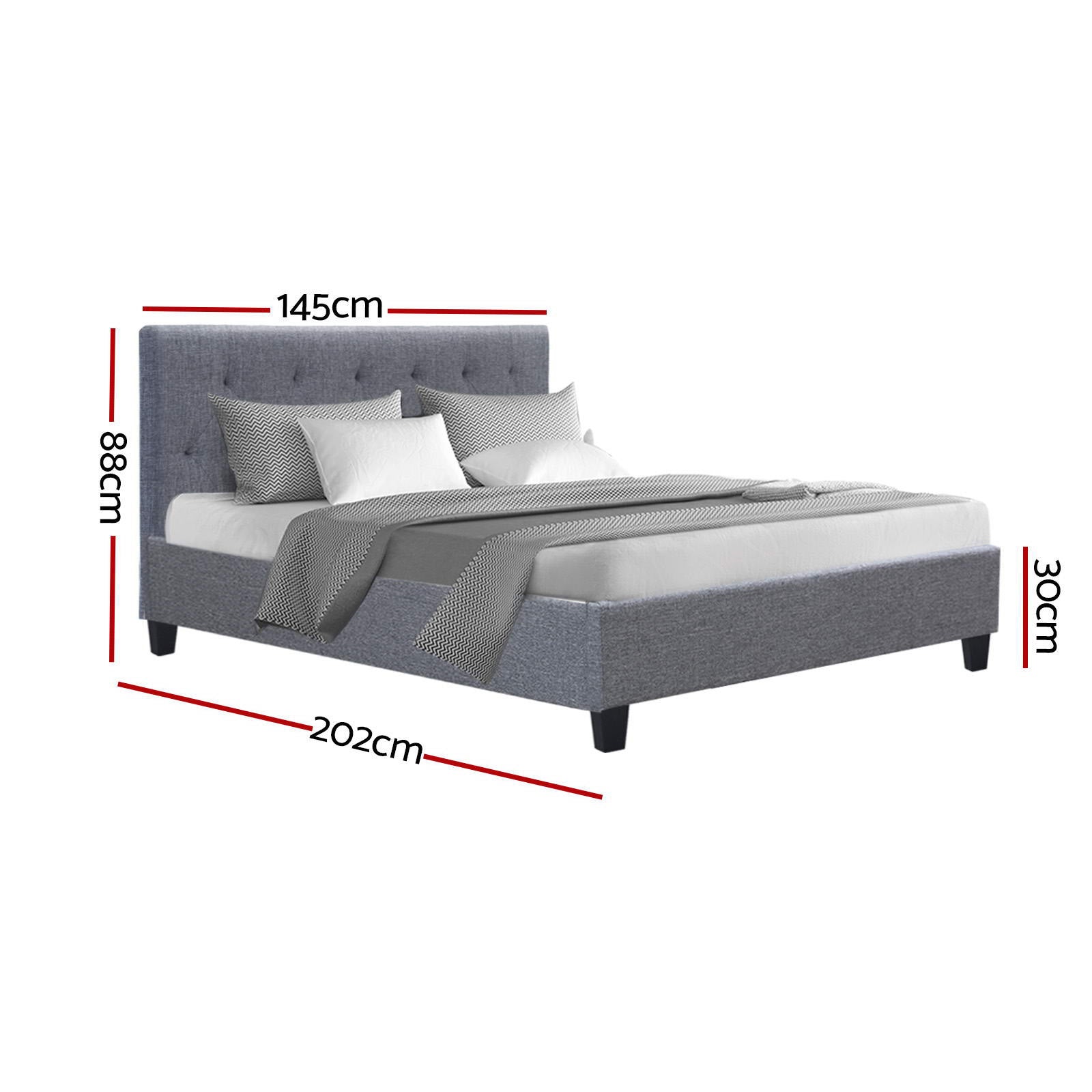 Artiss Bed Frame Double Size Grey VANKE 3
