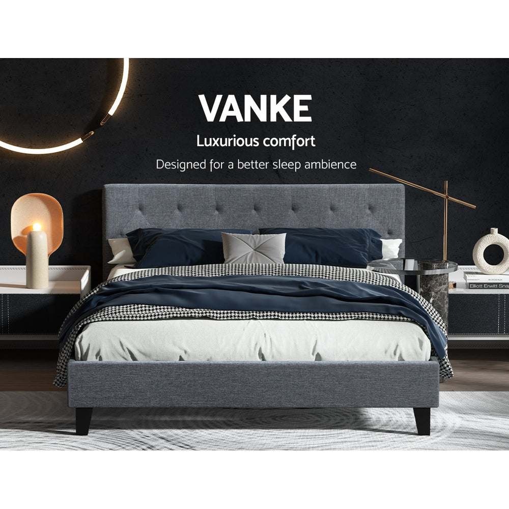 Artiss Bed Frame Queen Size Grey VANKE 4
