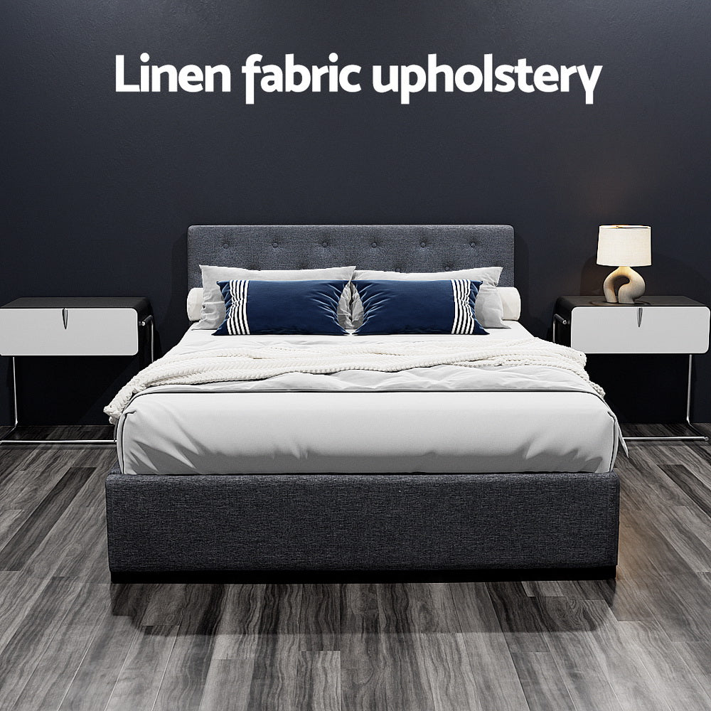 Artiss Bed Frame Double Size Gas Lift Charcoal VILA 5