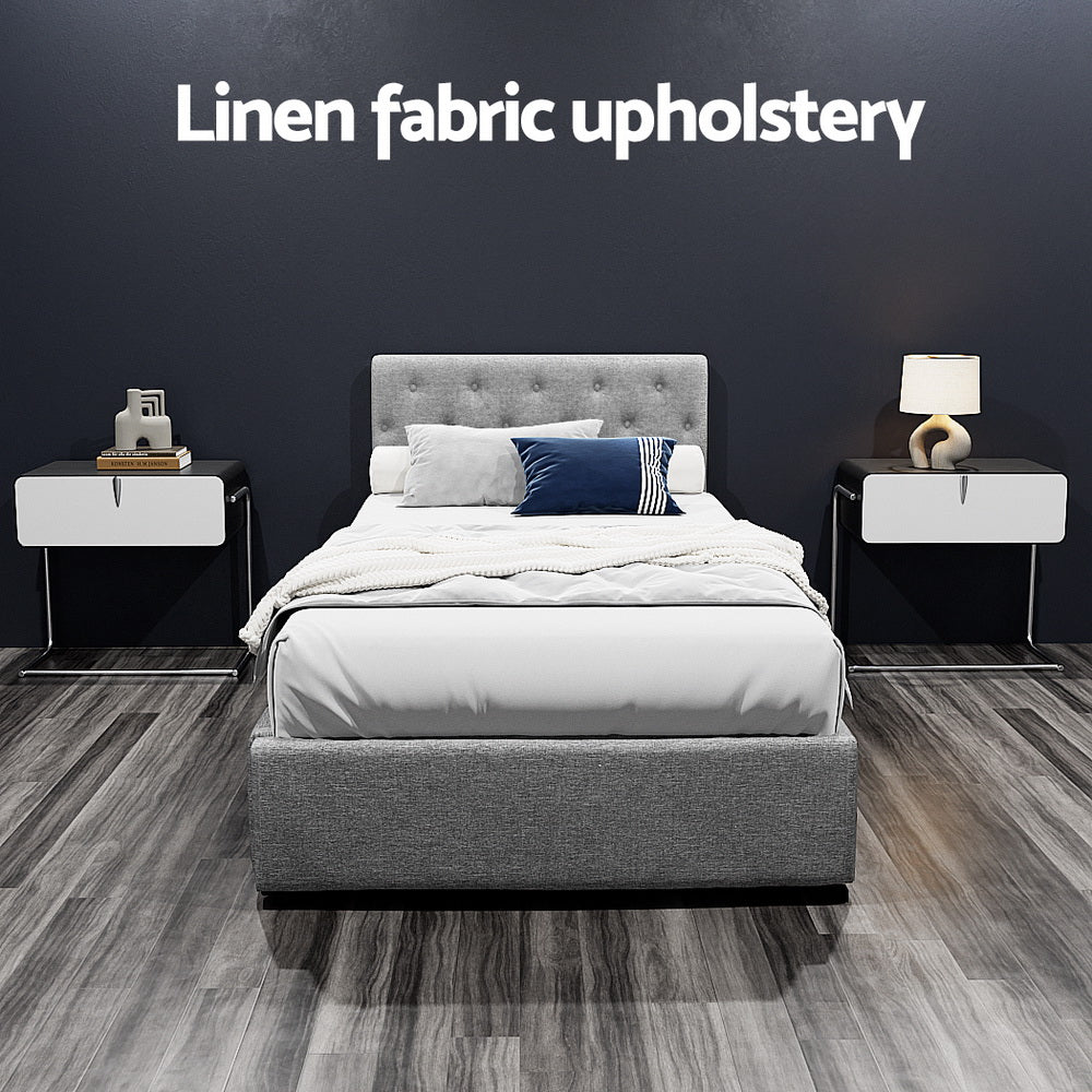 Artiss Bed Frame King Single Size Gas Lift Grey VILA 5