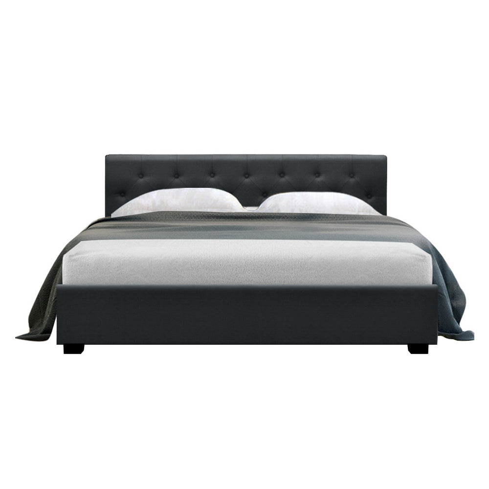 Artiss Bed Frame Queen Size Gas Lift Charcoal VILA 3