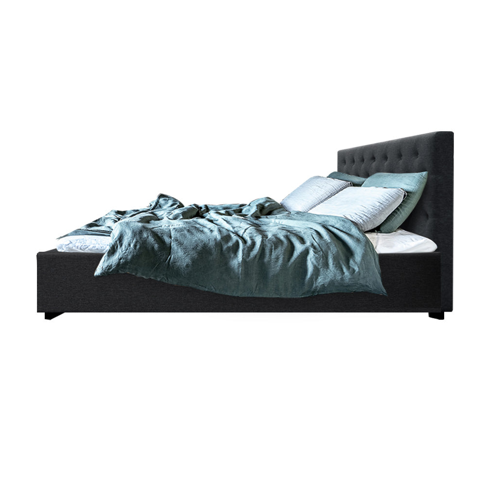 Artiss Bed Frame Queen Size Gas Lift Charcoal VILA 4