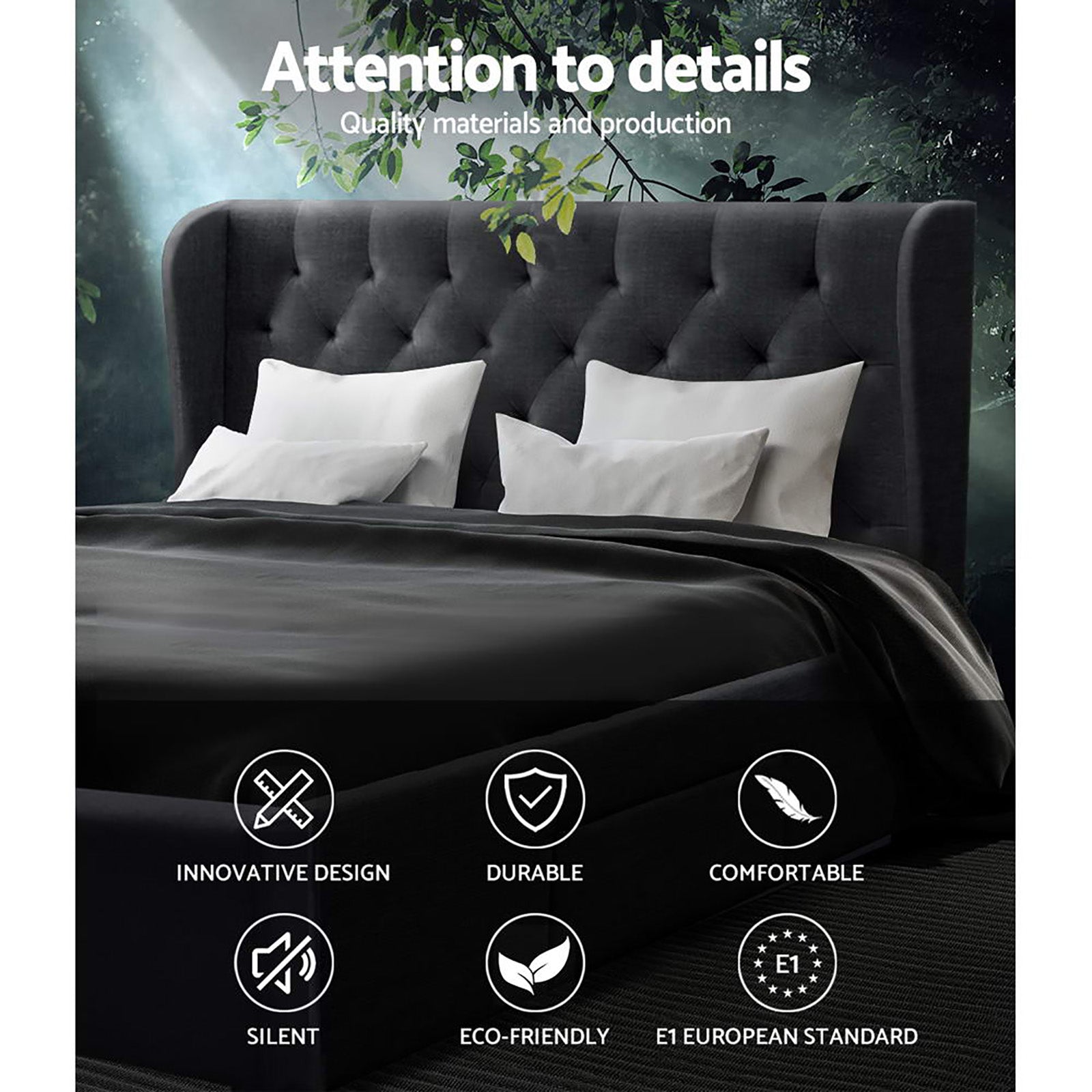 Artiss Bed Frame Queen Size with 4 Drawers Charcoal MILA 5