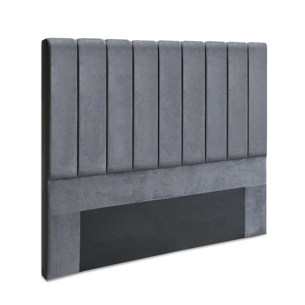 Artiss Bed Head Headboard Queen Velvet - VELA Grey 8