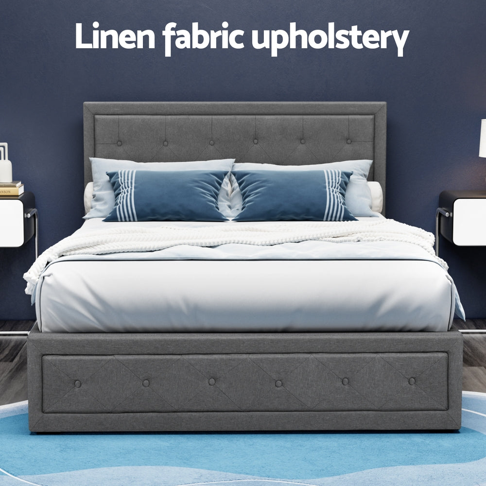 Artiss Bed Frame Double Size Gas Lift Grey TIYO 5