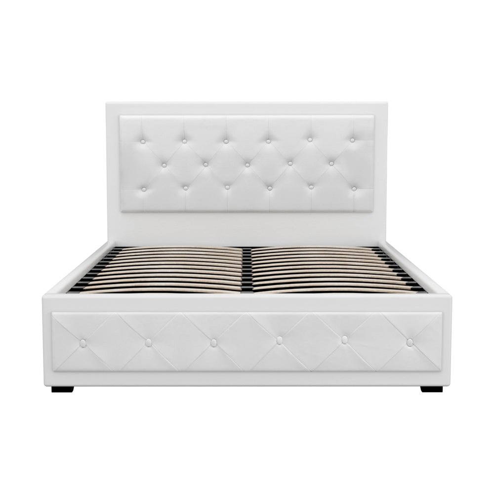 Artiss Bed Frame Double Size Gas Lift White TIYO 3