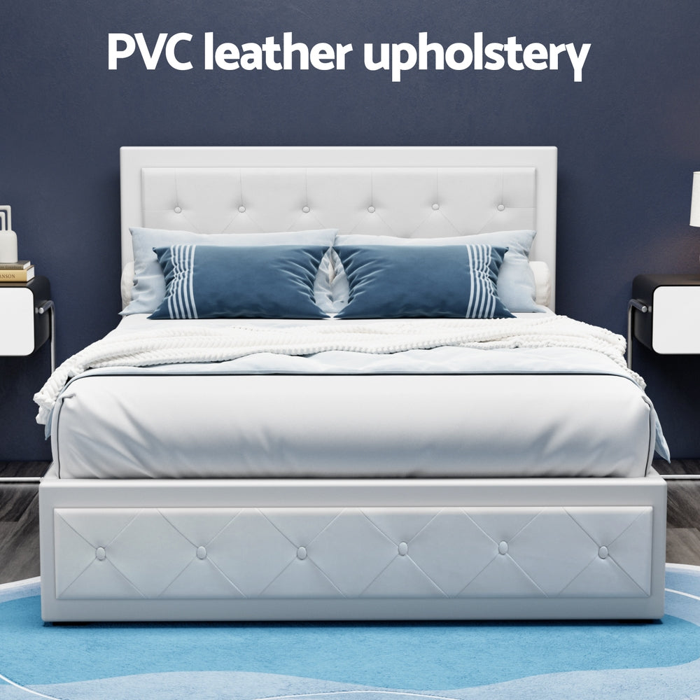 Artiss Bed Frame Double Size Gas Lift White TIYO 5