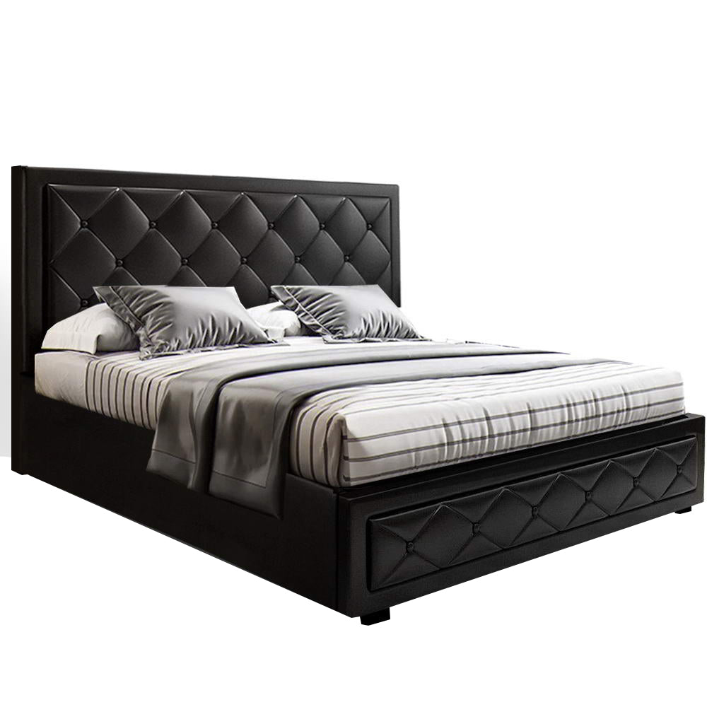 Artiss Bed Frame Double Size Gas Lift Black TIYO 8