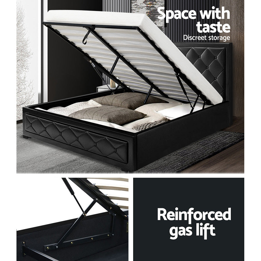 Artiss Bed Frame Double Size Gas Lift Black TIYO 4