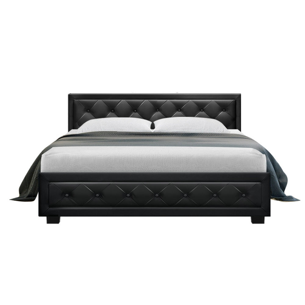 Artiss Bed Frame Queen Size Gas Lift Black TIYO 3