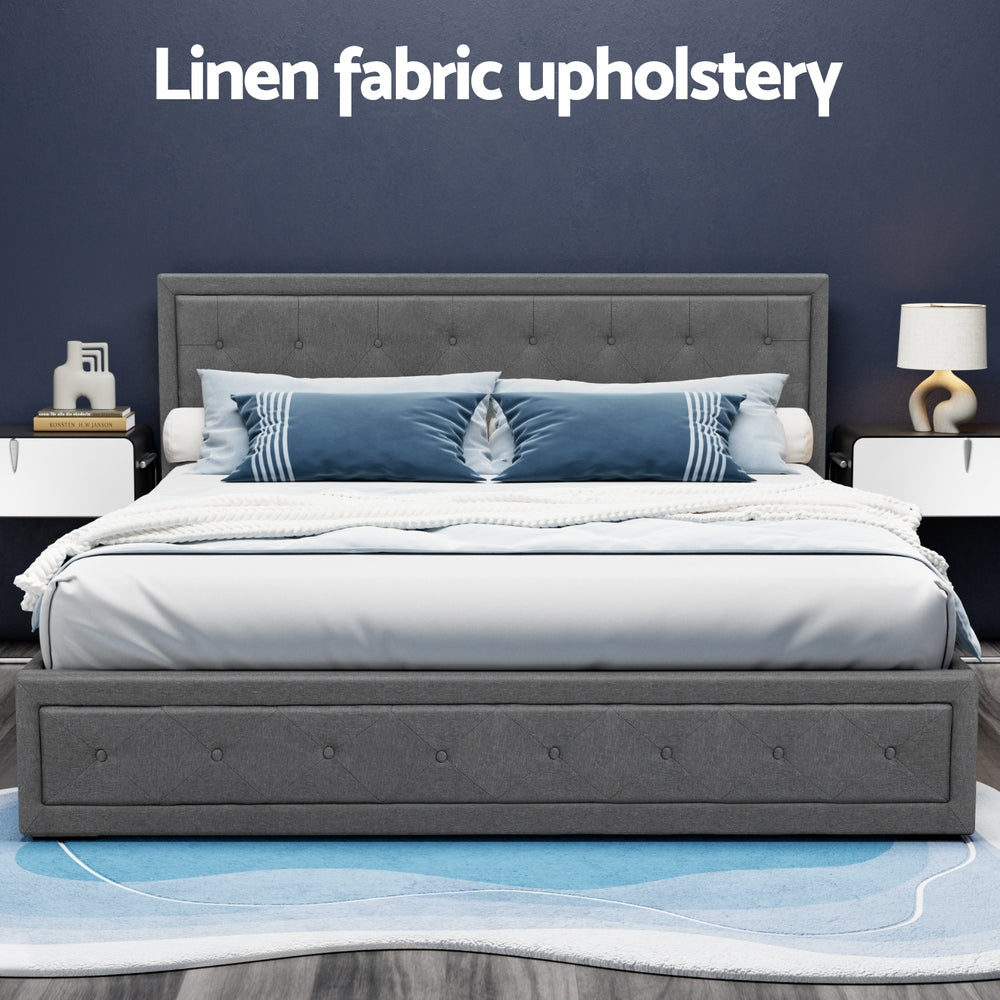 Artiss Bed Frame King Size Gas Lift Grey TIYO 5