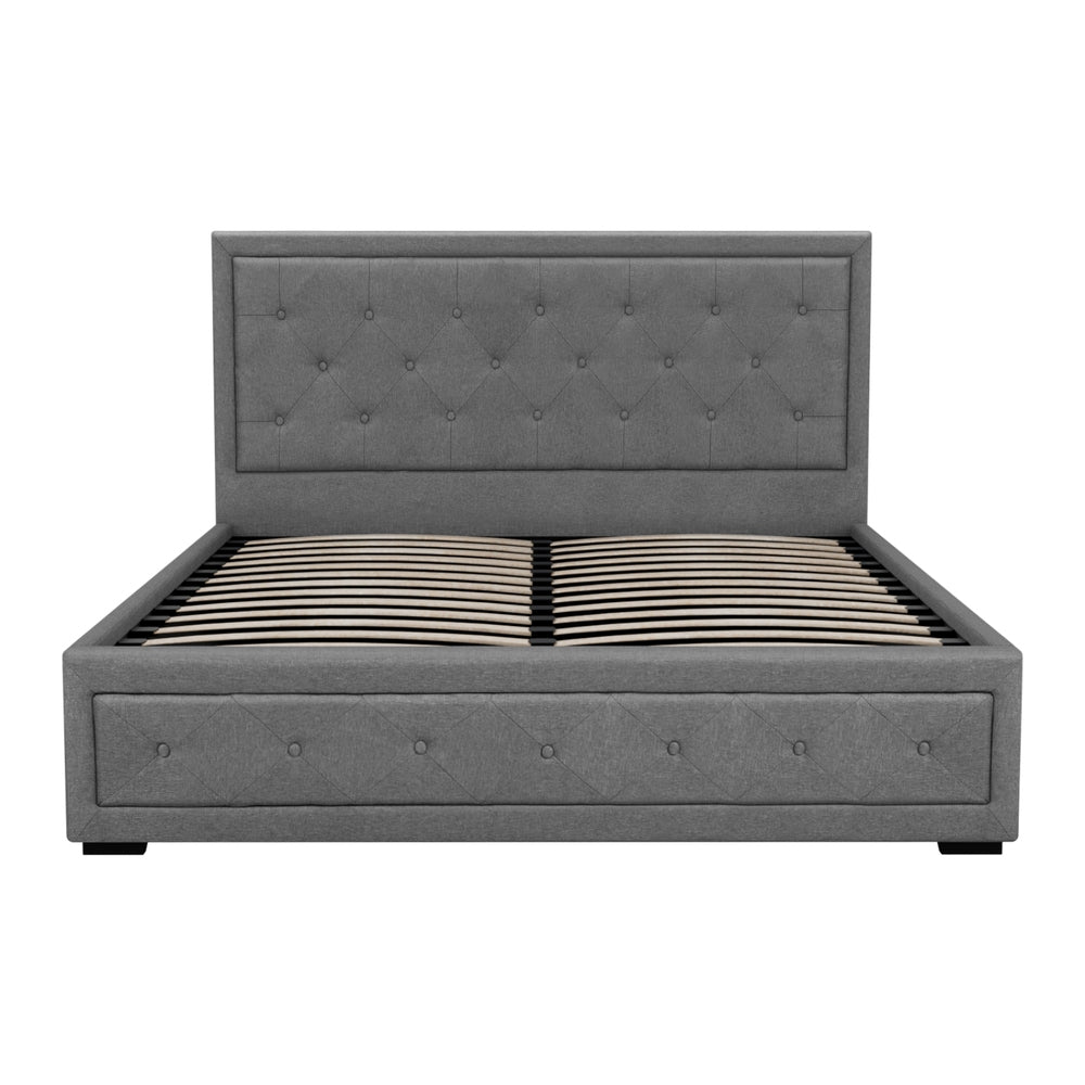 Artiss Bed Frame Queen Size Gas Lift Grey TIYO 3