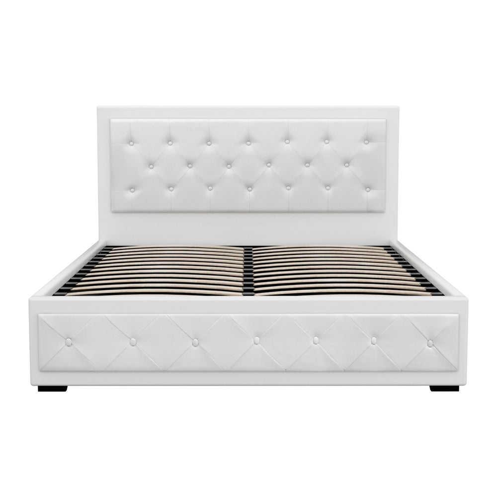 Artiss Bed Frame Queen Size Gas Lift White TIYO 3