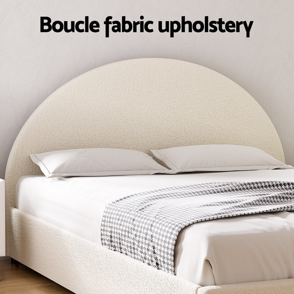 Artiss Bed Frame Gas Lift Strorage Beds Base Platform Boucle Fabric Double ELLA 4