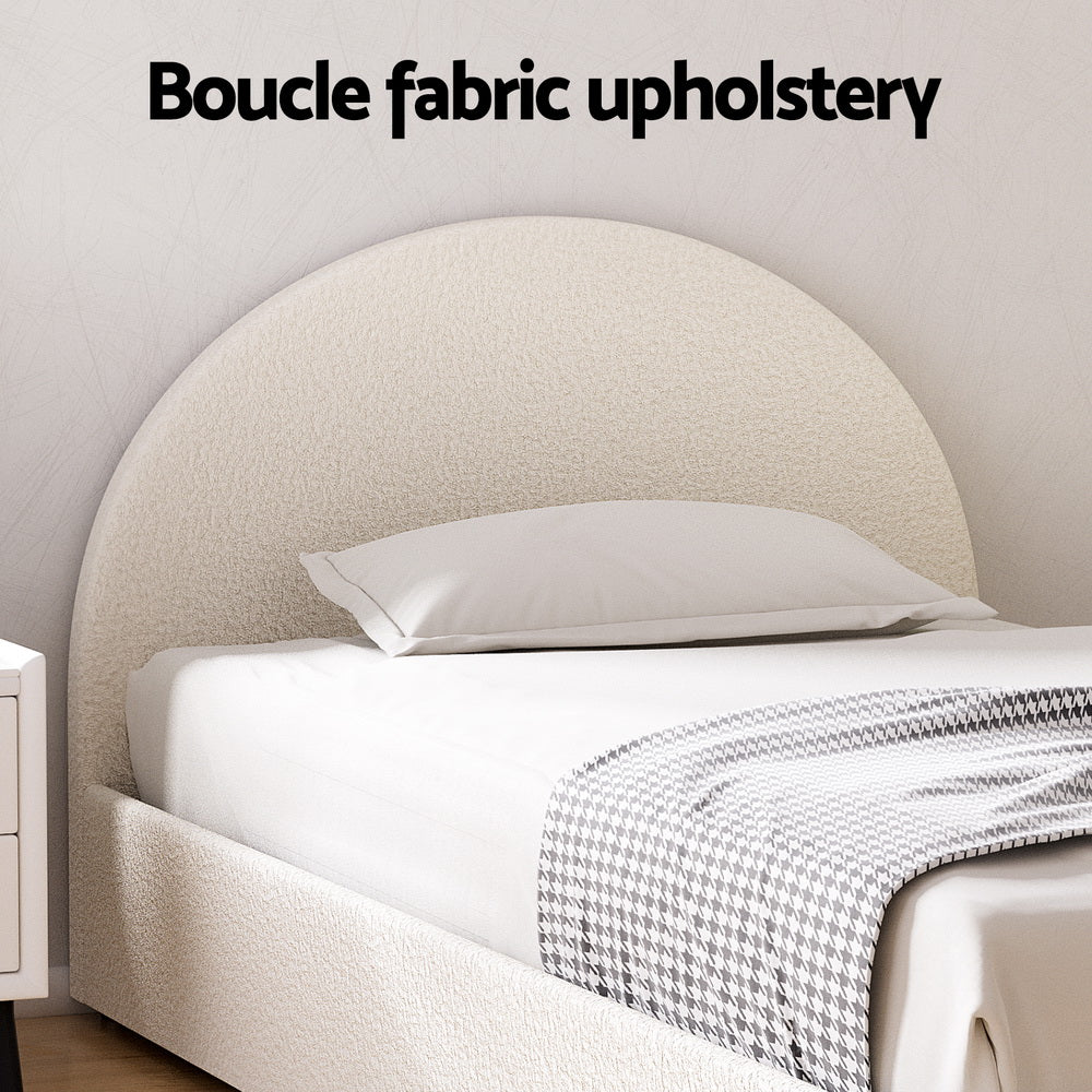 Artiss Bed Frame Gas Lift Strorage Beds Base Platform Boucle Fabric King Single ELLA 4