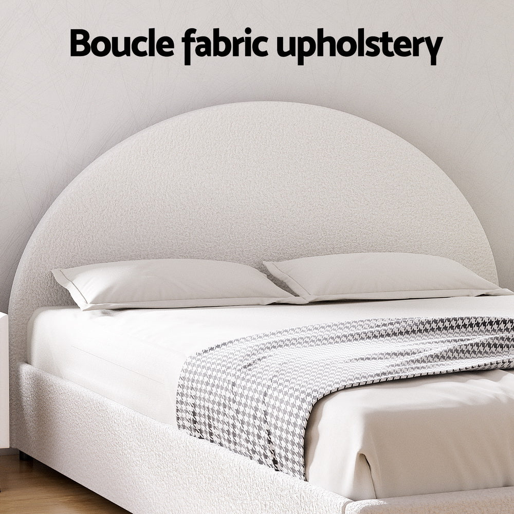 Artiss Bed Frame Gas Lift Strorage Beds Base Platform Boucle Fabric Queen ELLA 4