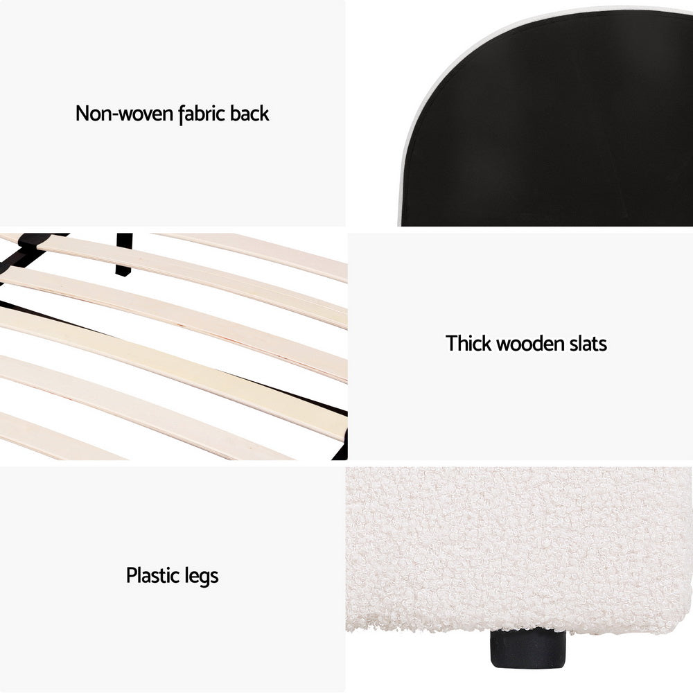 Artiss Bed Frame Gas Lift Strorage Beds Base Platform Boucle Fabric Queen ELLA 6