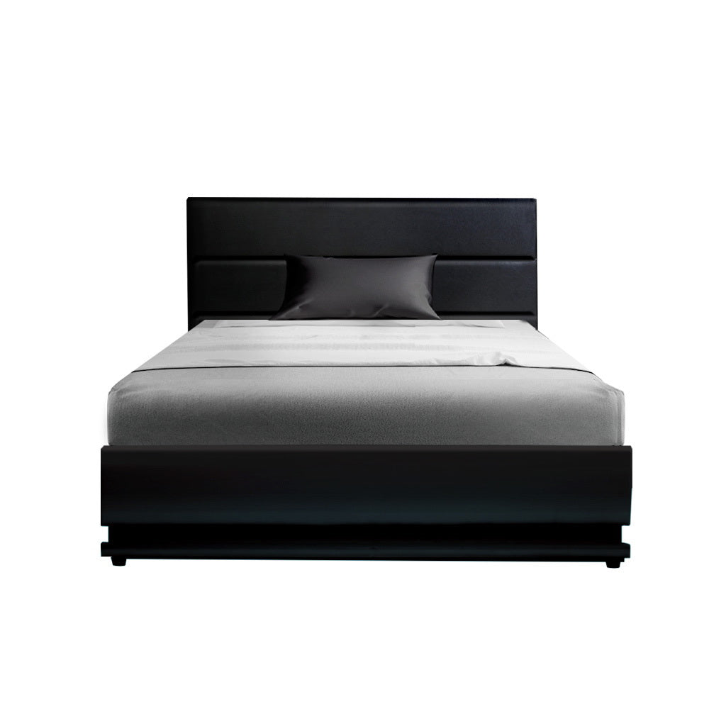 Artiss Bed Frame King Single Size LED Gas Lift Black LUMI 3