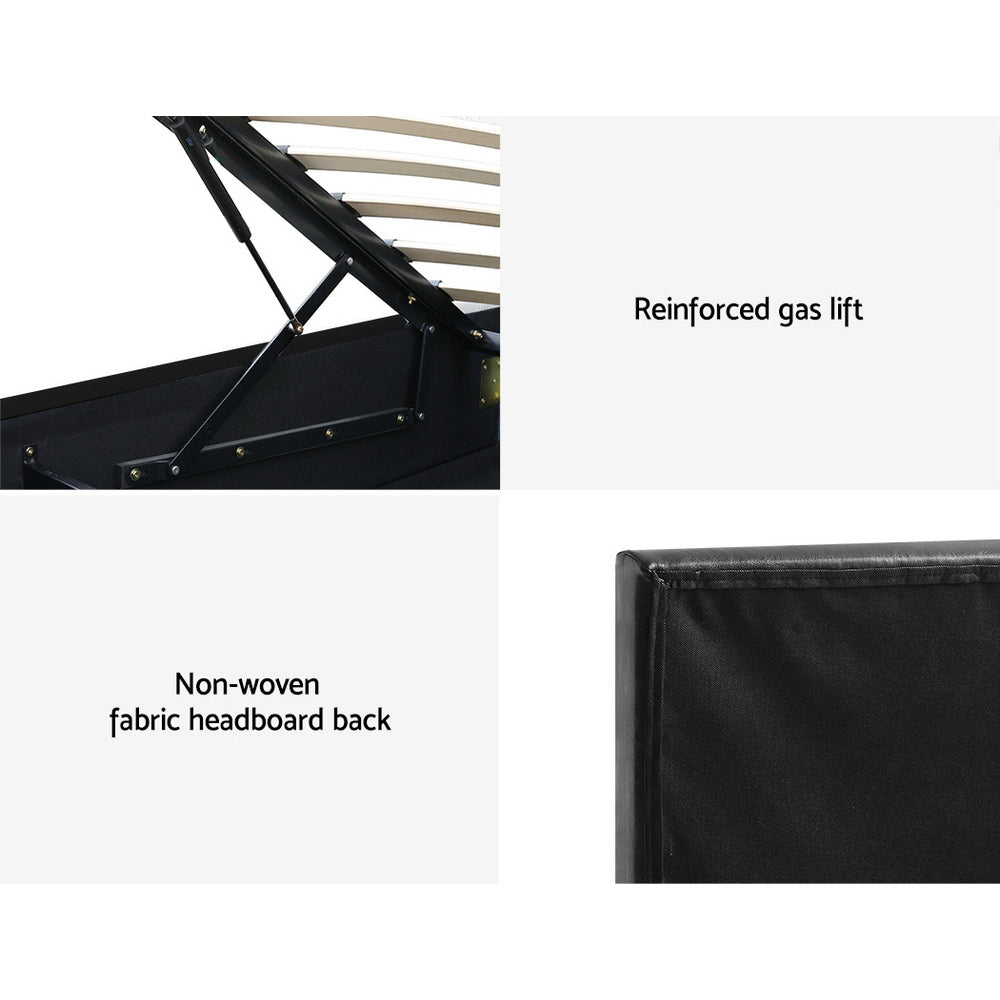 Artiss Bed Frame King Single Size LED Gas Lift Black LUMI 6