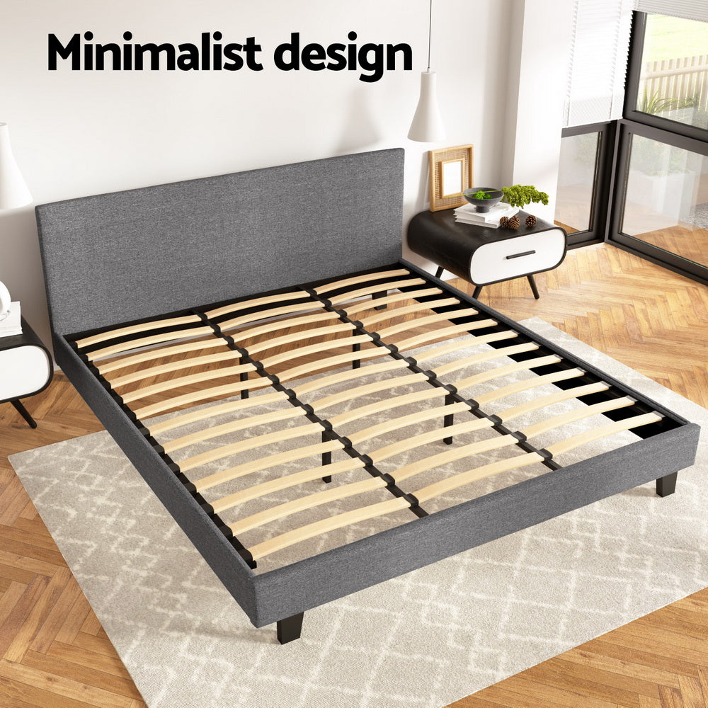 Artiss Bed Frame King Size Grey NEO 4