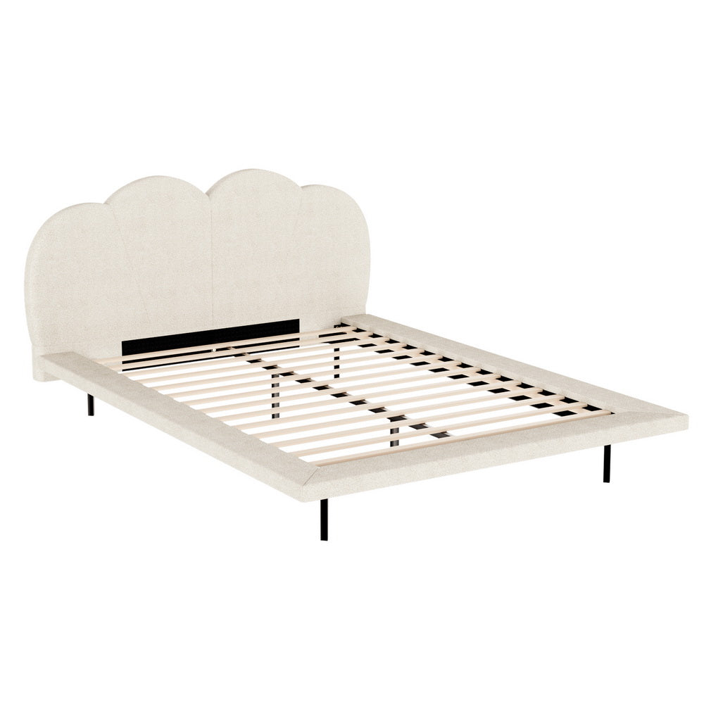 Artiss Bed Frame Queen Size Boucle Beige SASA 7