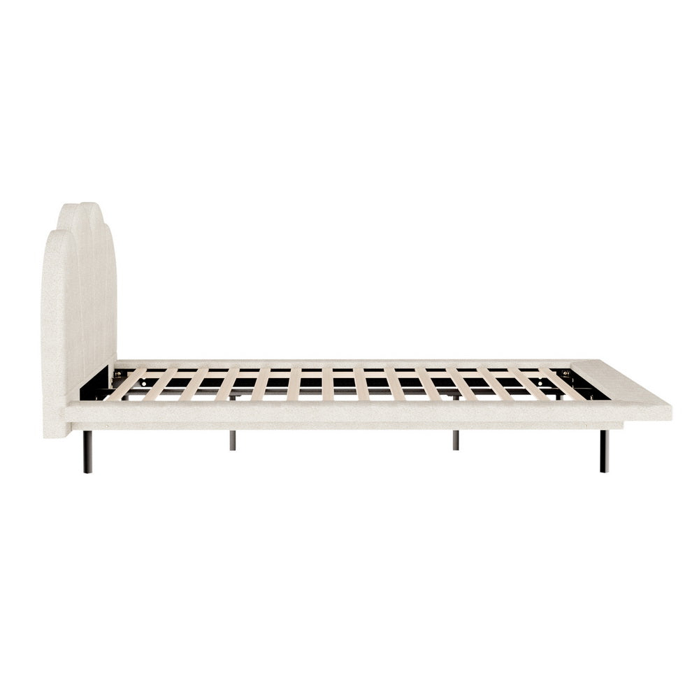Artiss Bed Frame Queen Size Boucle Beige SASA 3