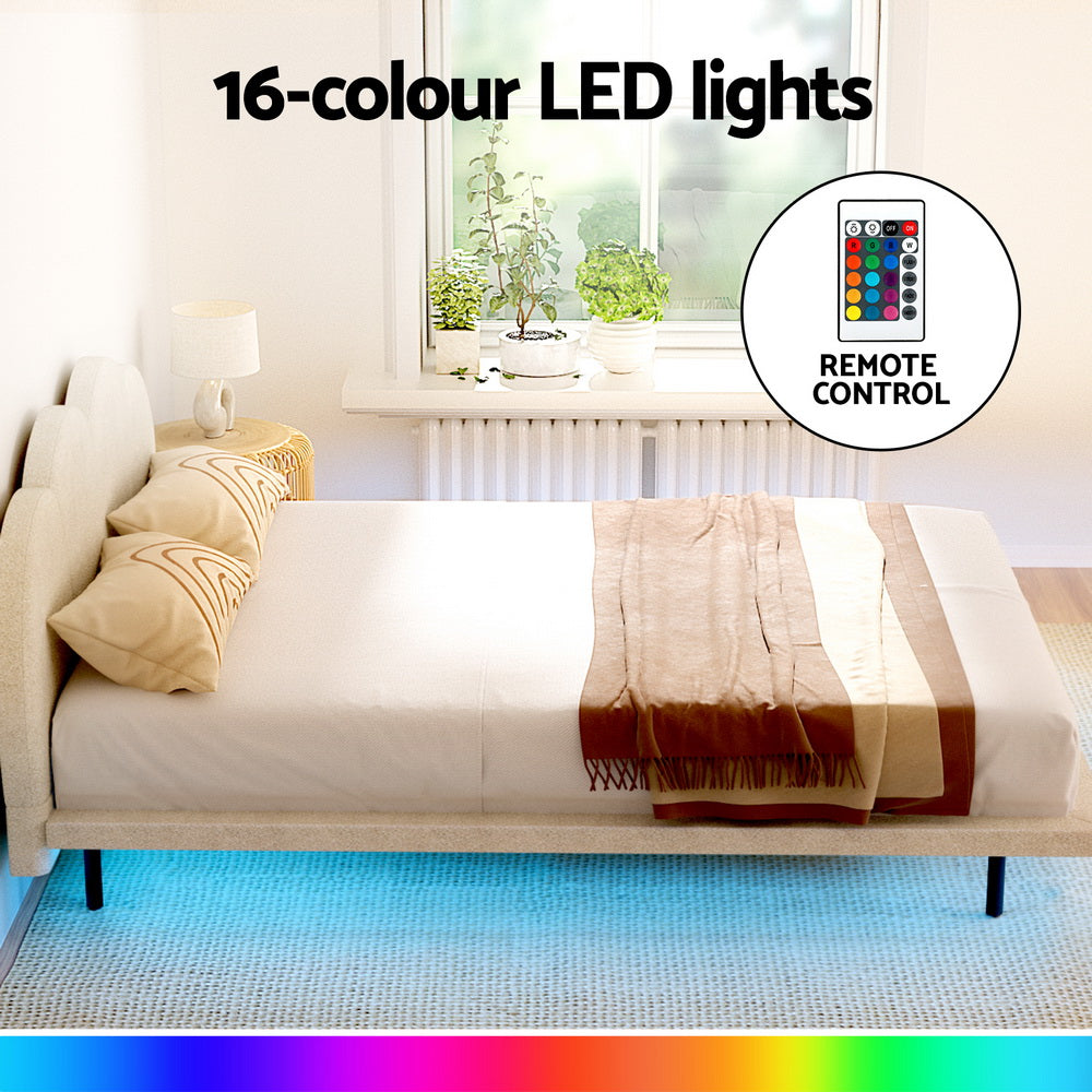 Artiss Bed Frame Queen Size Boucle Beige SASA 5