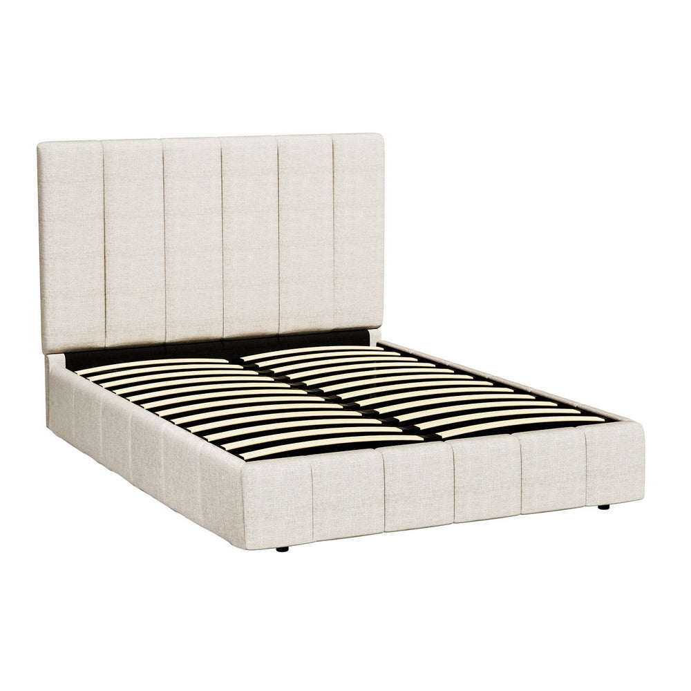 Artiss Bed Frame Double Size Beige TETTE 7