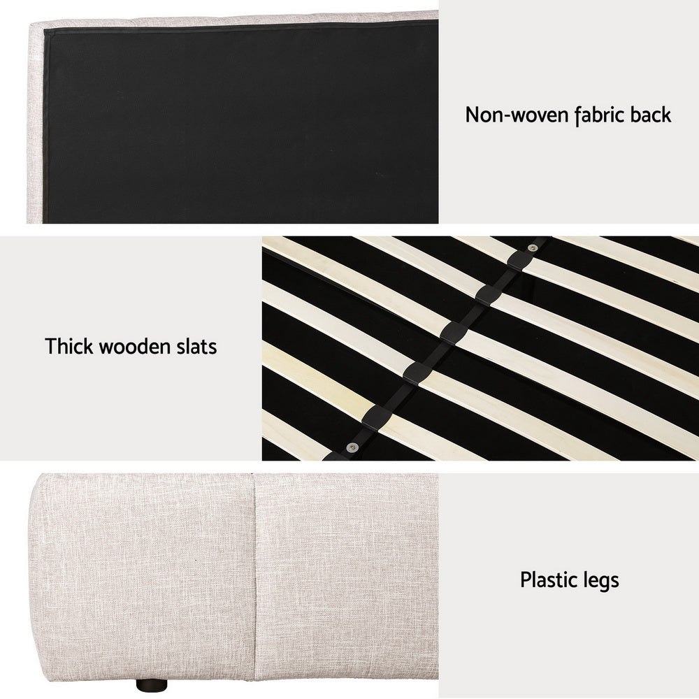 Artiss Bed Frame Double Size Beige TETTE 6