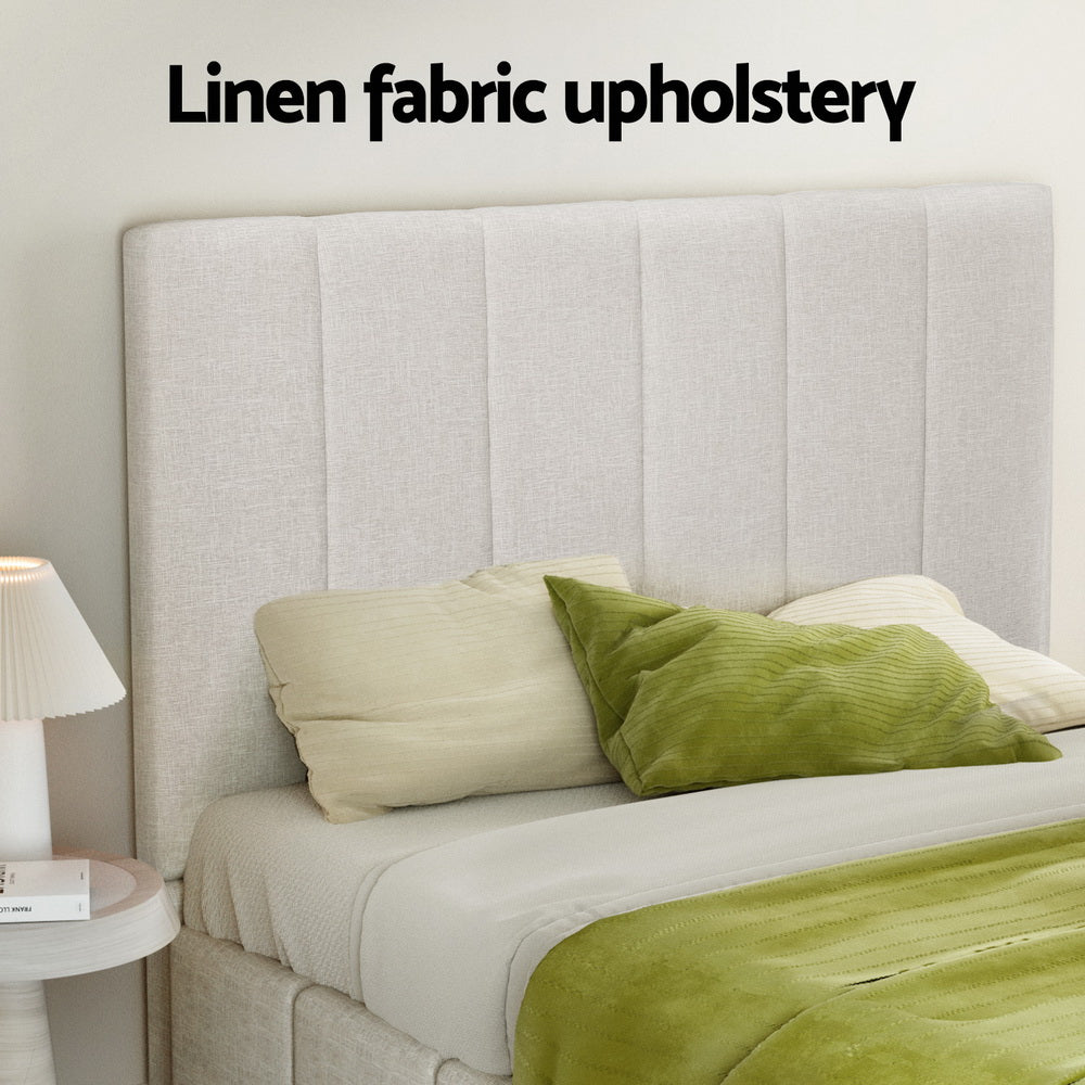 Artiss Bed Frame Queen Size Beige TETTE 4