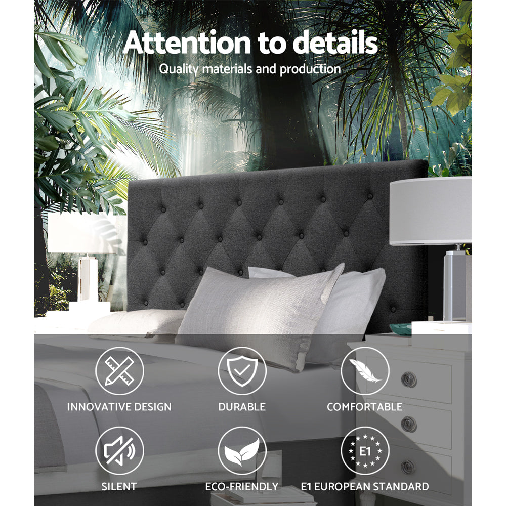 Artiss Bed Head Headboard Double Size Fabric - CAPPI Charcoal 4