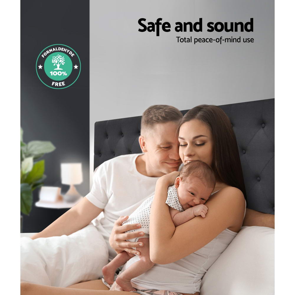 Artiss Bed Head Headboard Queen Size Fabric - CAPPI Charcoal 6