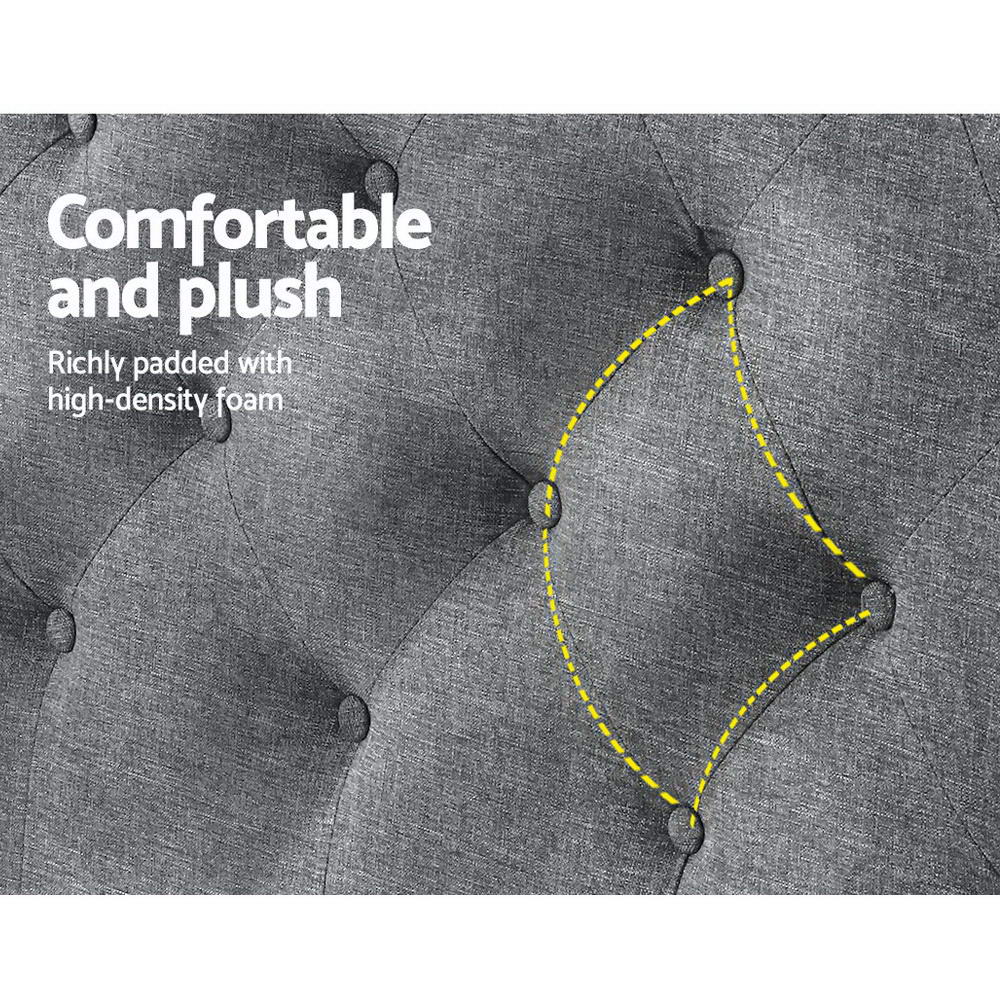 Artiss Bed Head Headboard Queen Size Fabric - CAPPI Grey 4