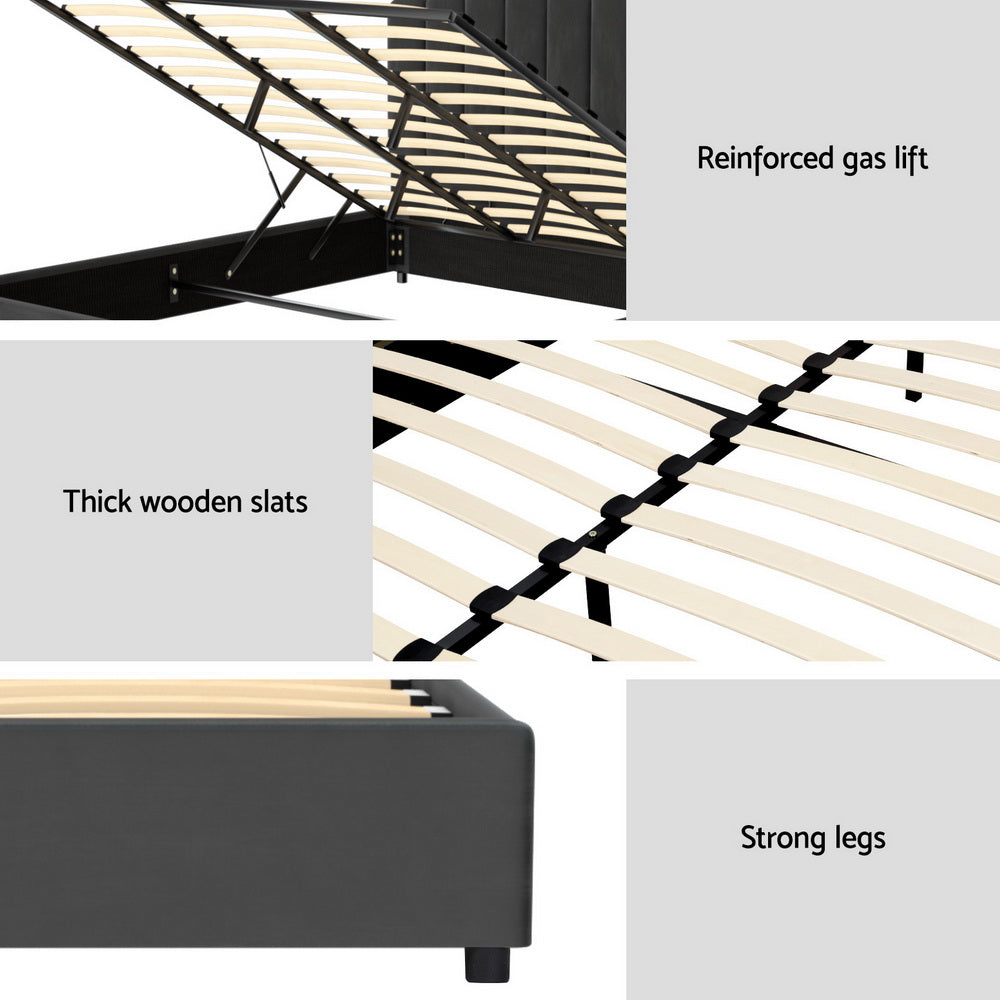 Artiss Bed Frame King Size Velvet Grey FION 6