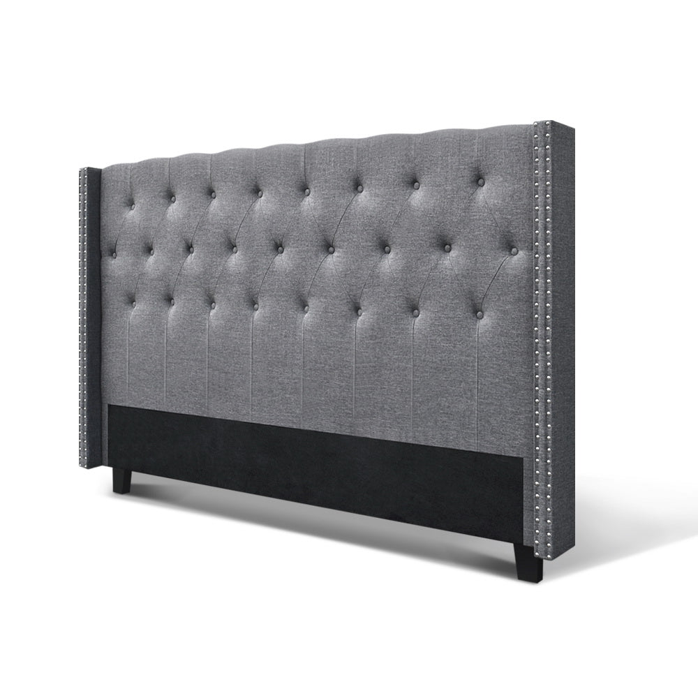 Artiss Bed Head Headboard King Size Fabric - LUCA Grey 3