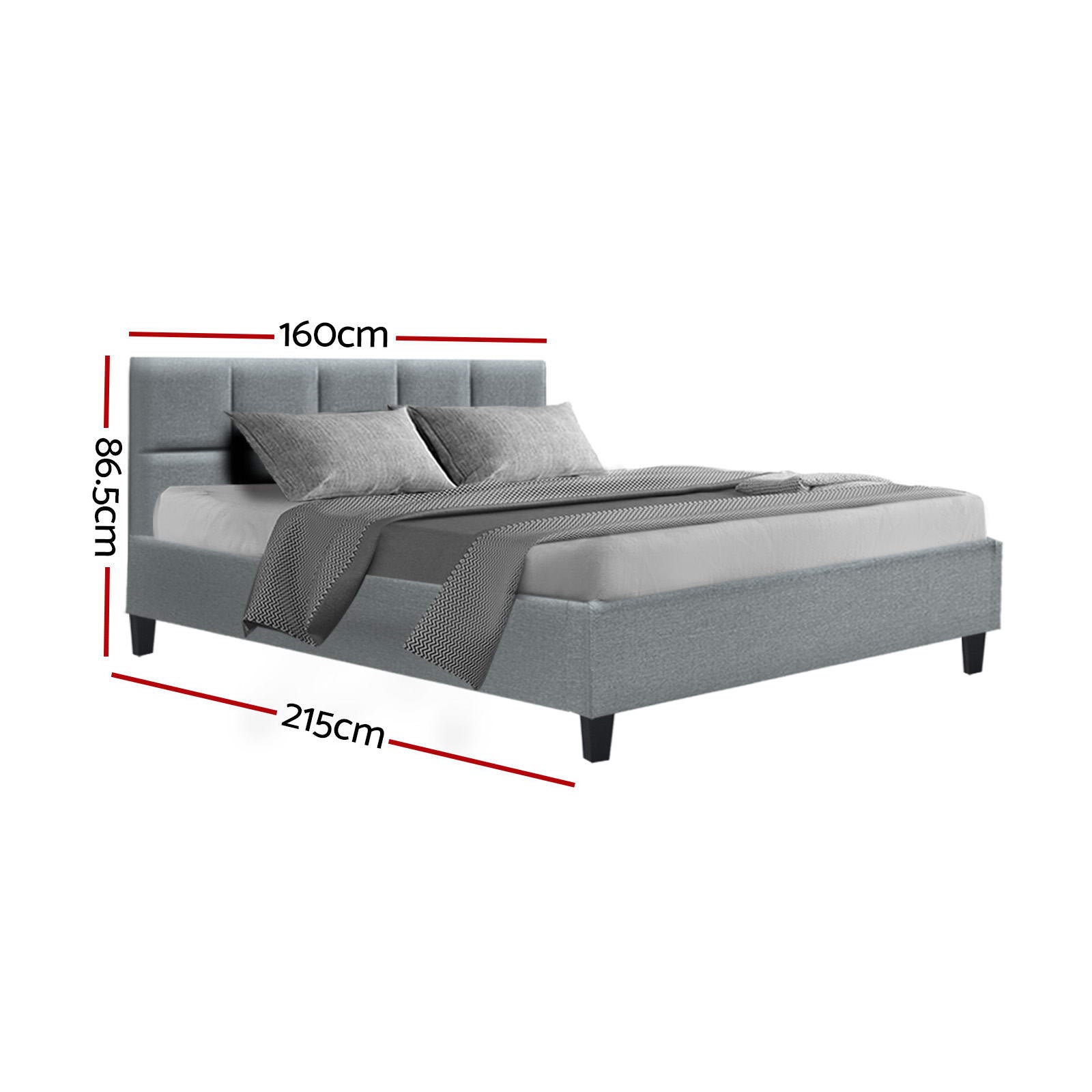 Artiss Bed Frame Queen Size Grey TINO 3