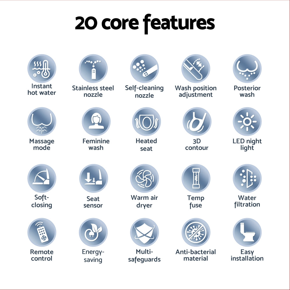 Cefito Electric Bidet Toilet Seat Cover LED Night Light Heated Seat with Remote 4