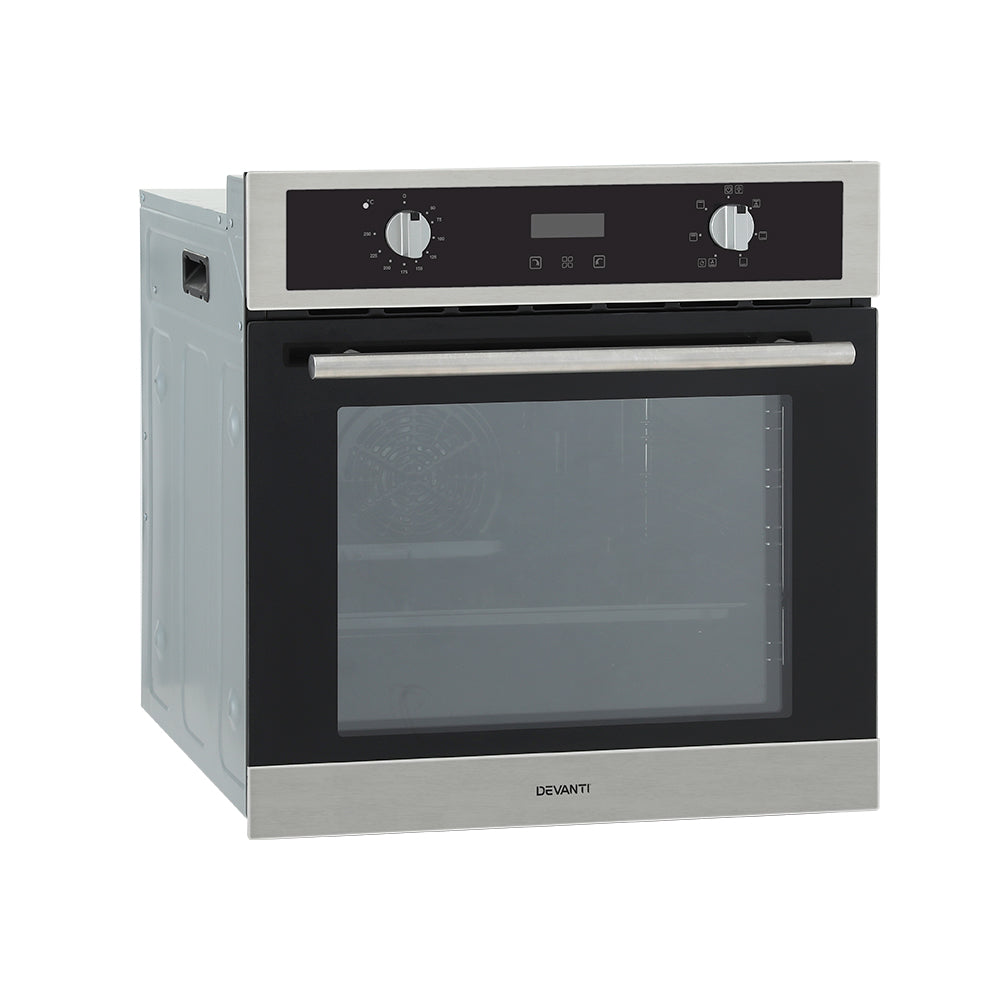 Devanti Electric Built In Wall Oven 80L Convection Grill Ovens Stainless Steel 3