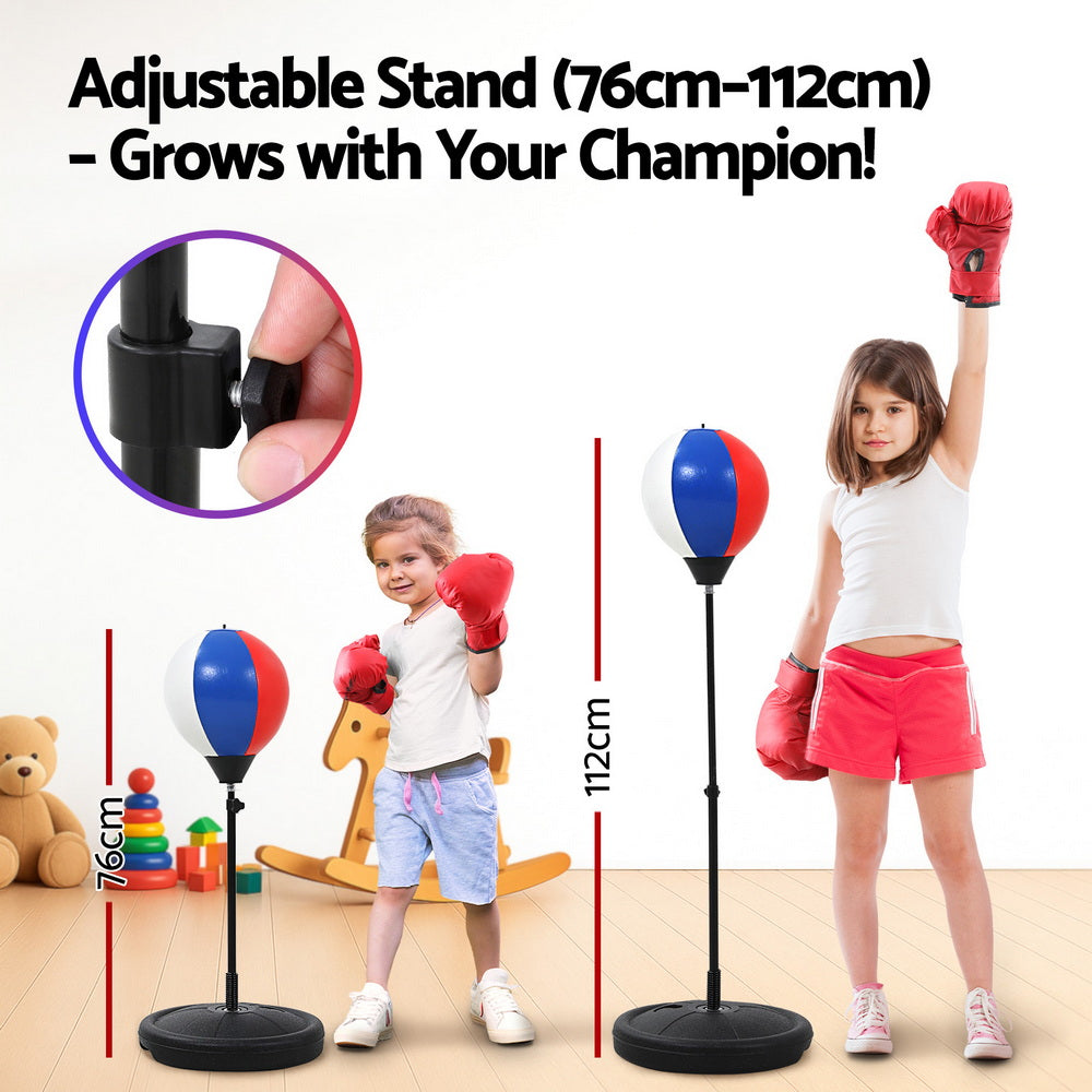 Everfit Kids Punching Bag Stand Set Adjustable 76-112cm with Gloves & Pump 4