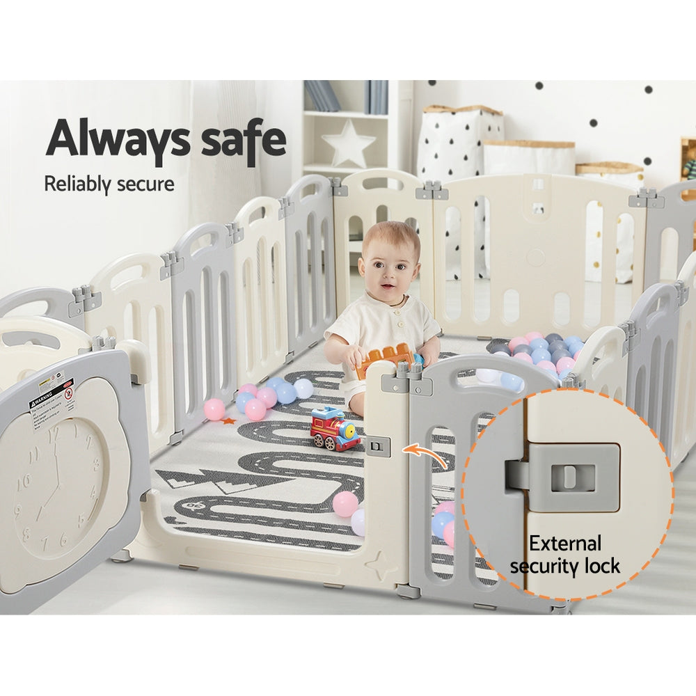 Keezi Baby Playpen 16 Panels Foldable Toddler Fence Safety Play Activity Centre 5