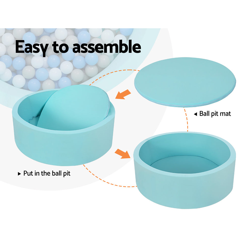 Keezi Kids Ball Pit 90x30cm Ocean Foam Play Pool Barrier Toys Children Blue 4