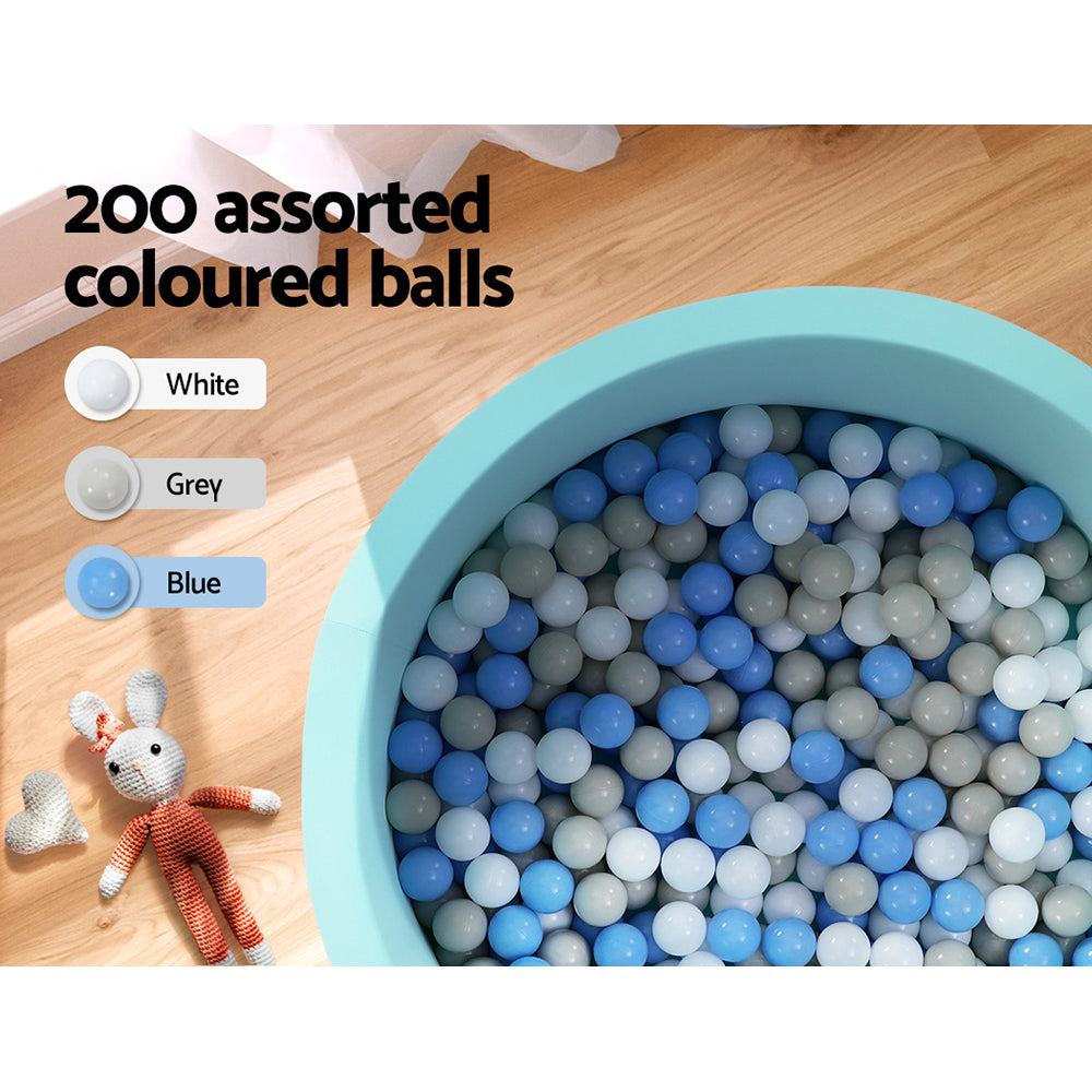 Keezi Kids Ball Pit 90x30cm Ocean Foam Play Pool Barrier Toys Children Blue 6
