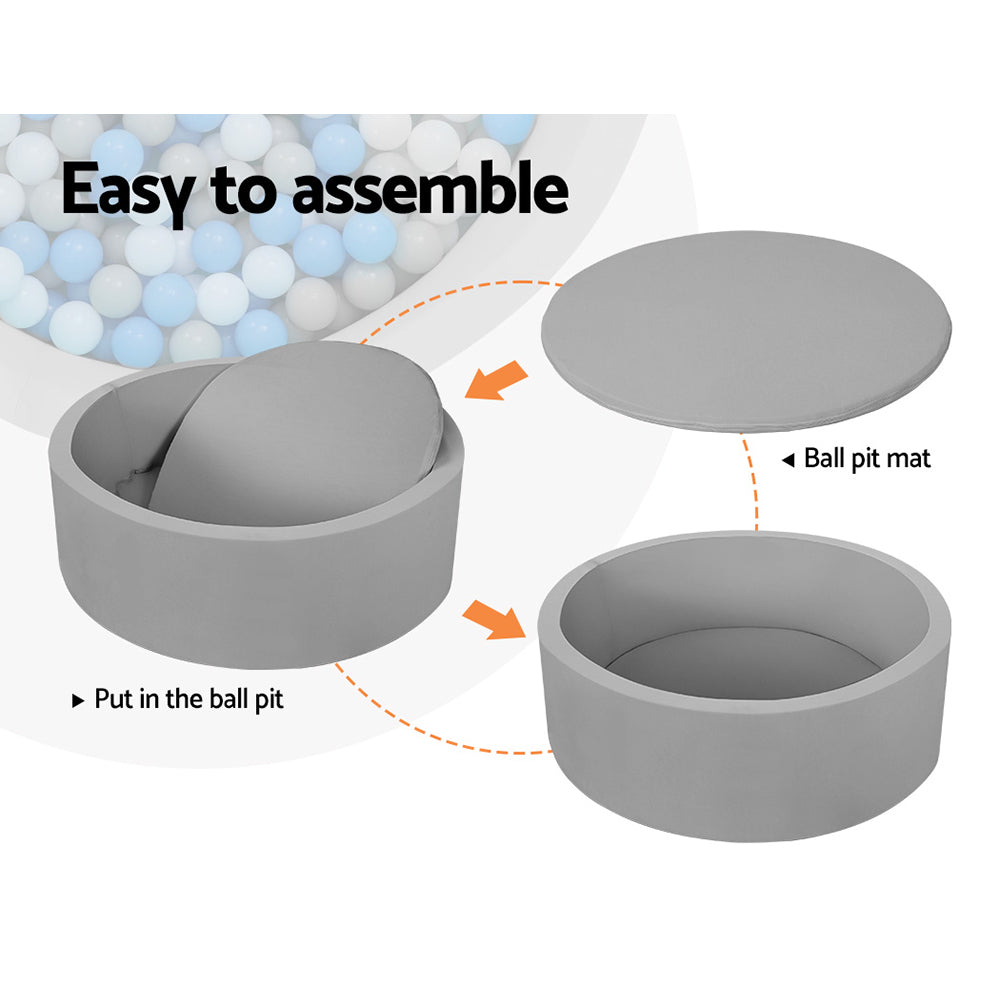 Keezi Kids Ball Pit 90x30cm Ocean Foam Play Pool Barrier Toys Children Grey 4