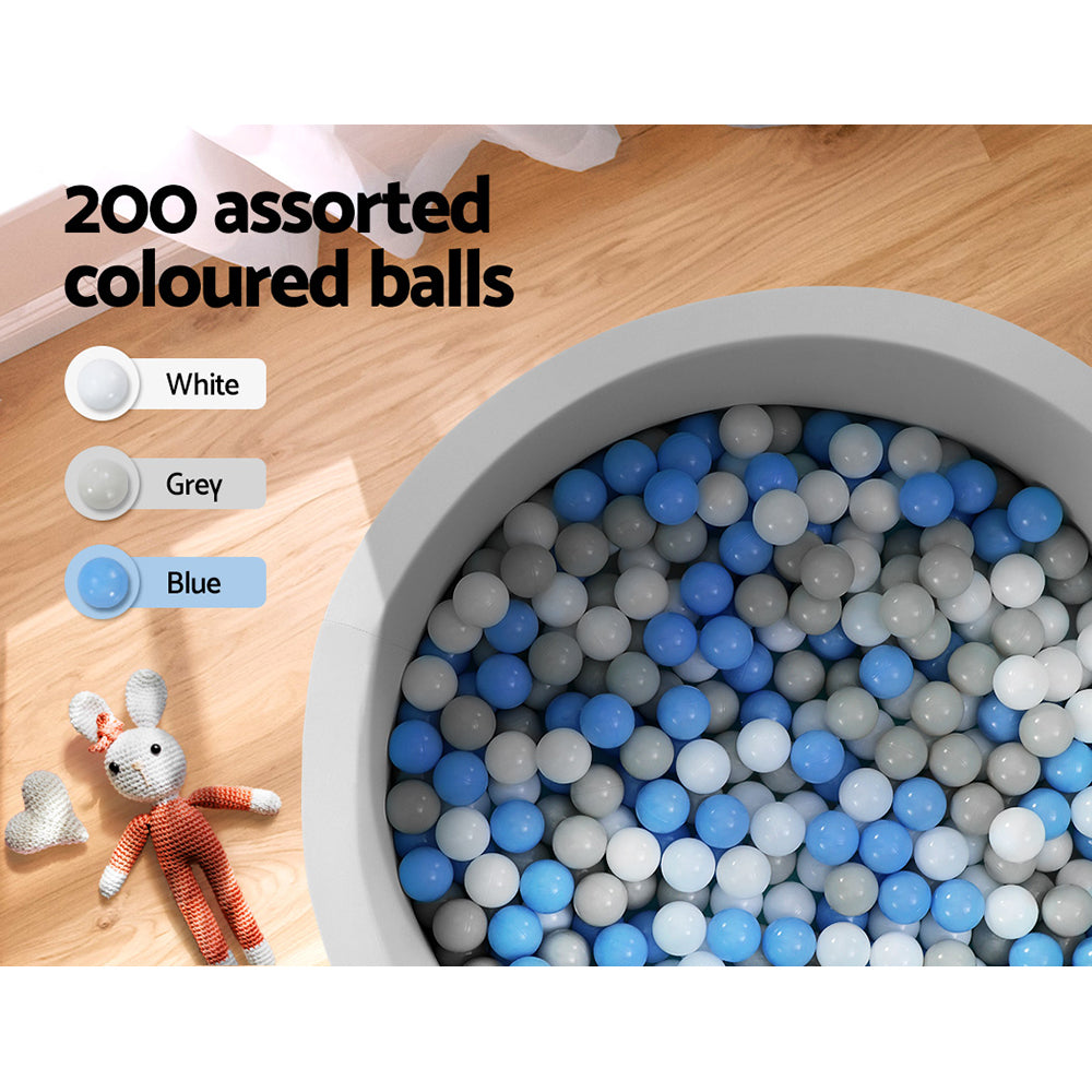 Keezi Kids Ball Pit 90x30cm Ocean Foam Play Pool Barrier Toys Children Grey 6