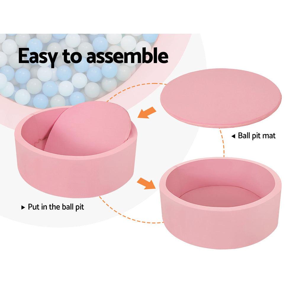 Keezi Kids Ball Pit 90x30cm Ocean Foam Play Pool Barrier Toys Children Pink 4
